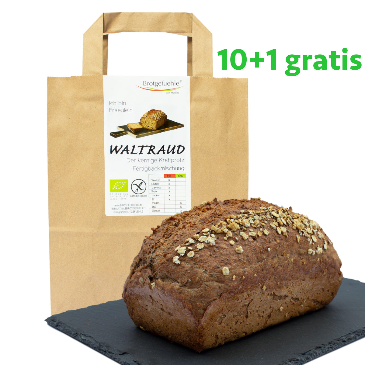 Vorteilspaket Fräulein WALTRAUD (10 Stk. + 1 Gratis) - Fertigbackmischung - glutenfrei