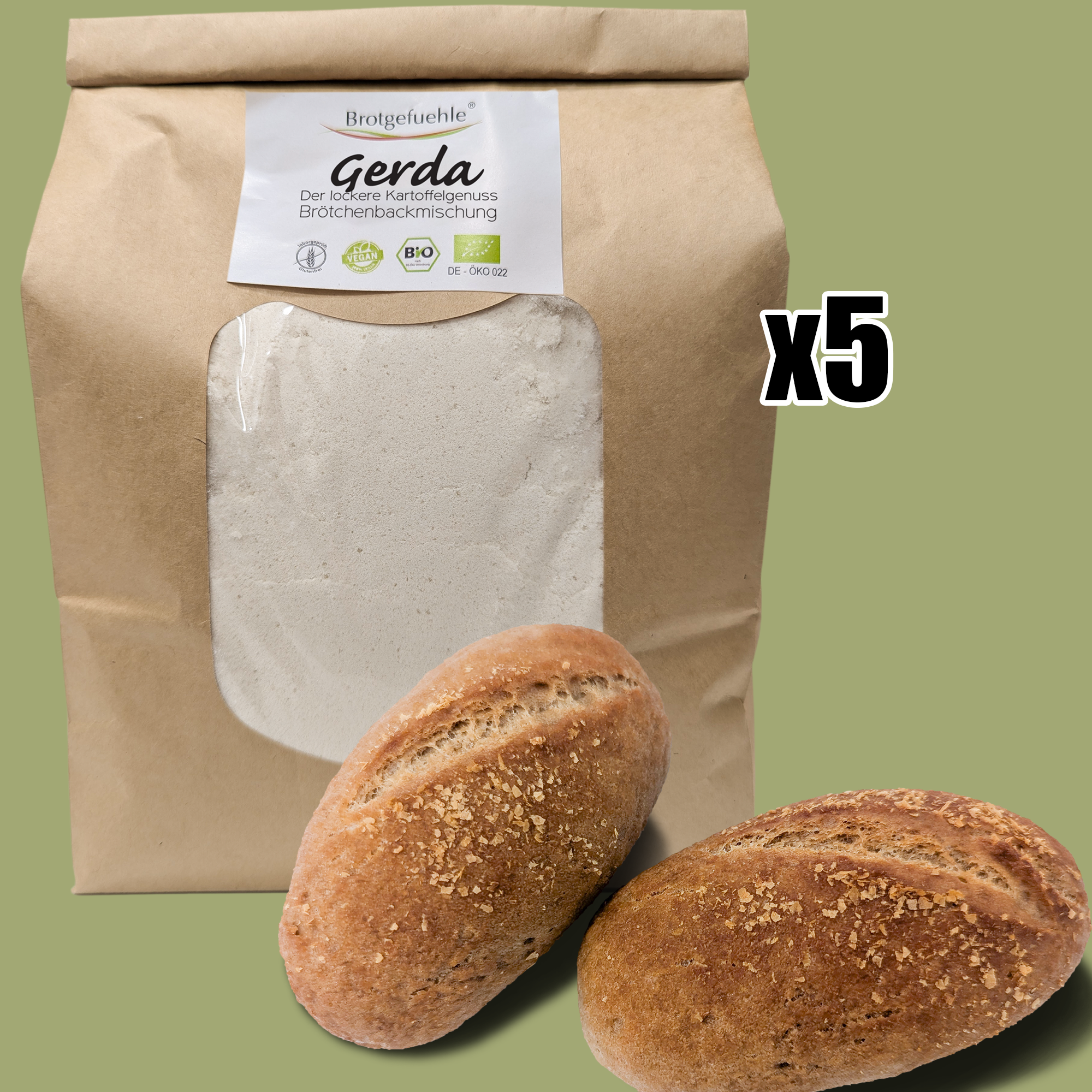 Fräulein GERDA - Bio-Fertigbackmischung (5 Großpackungen)